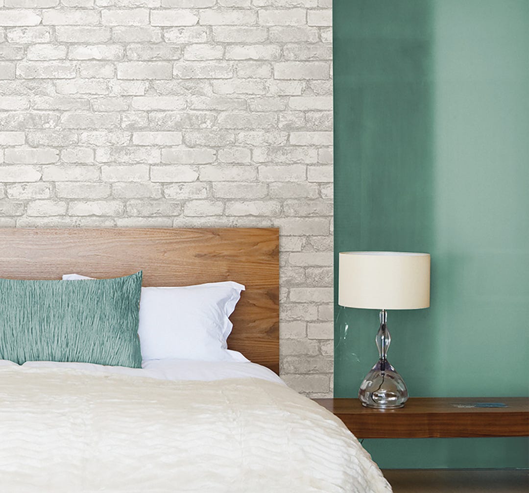Brick Peel & Stick Wallpaper, White & Grey