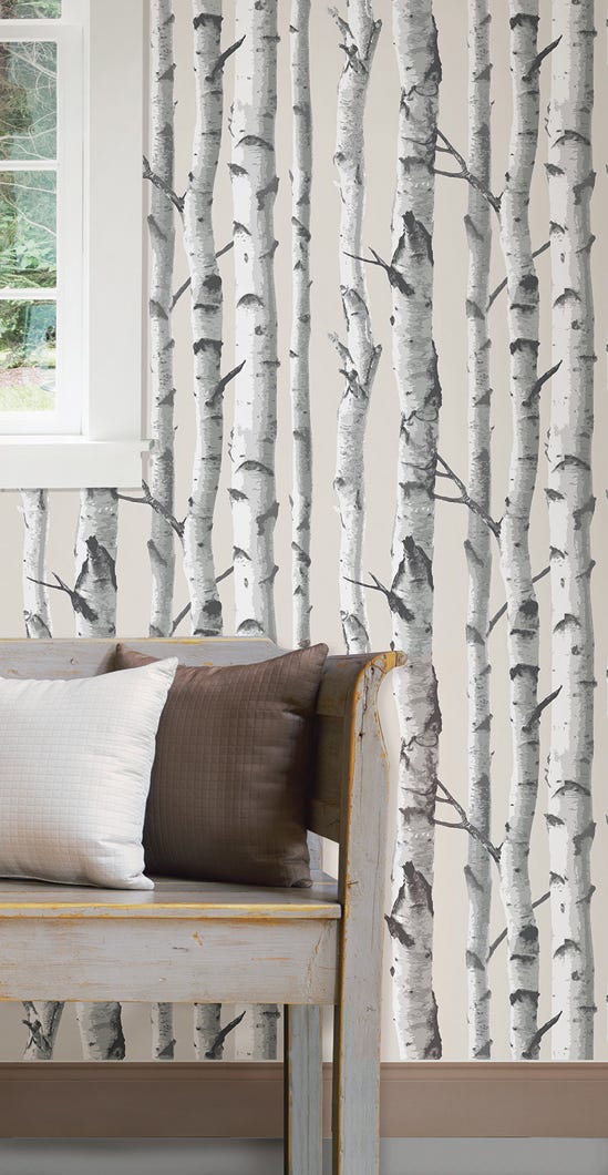 Peel and stick wallpaper - birch pattern