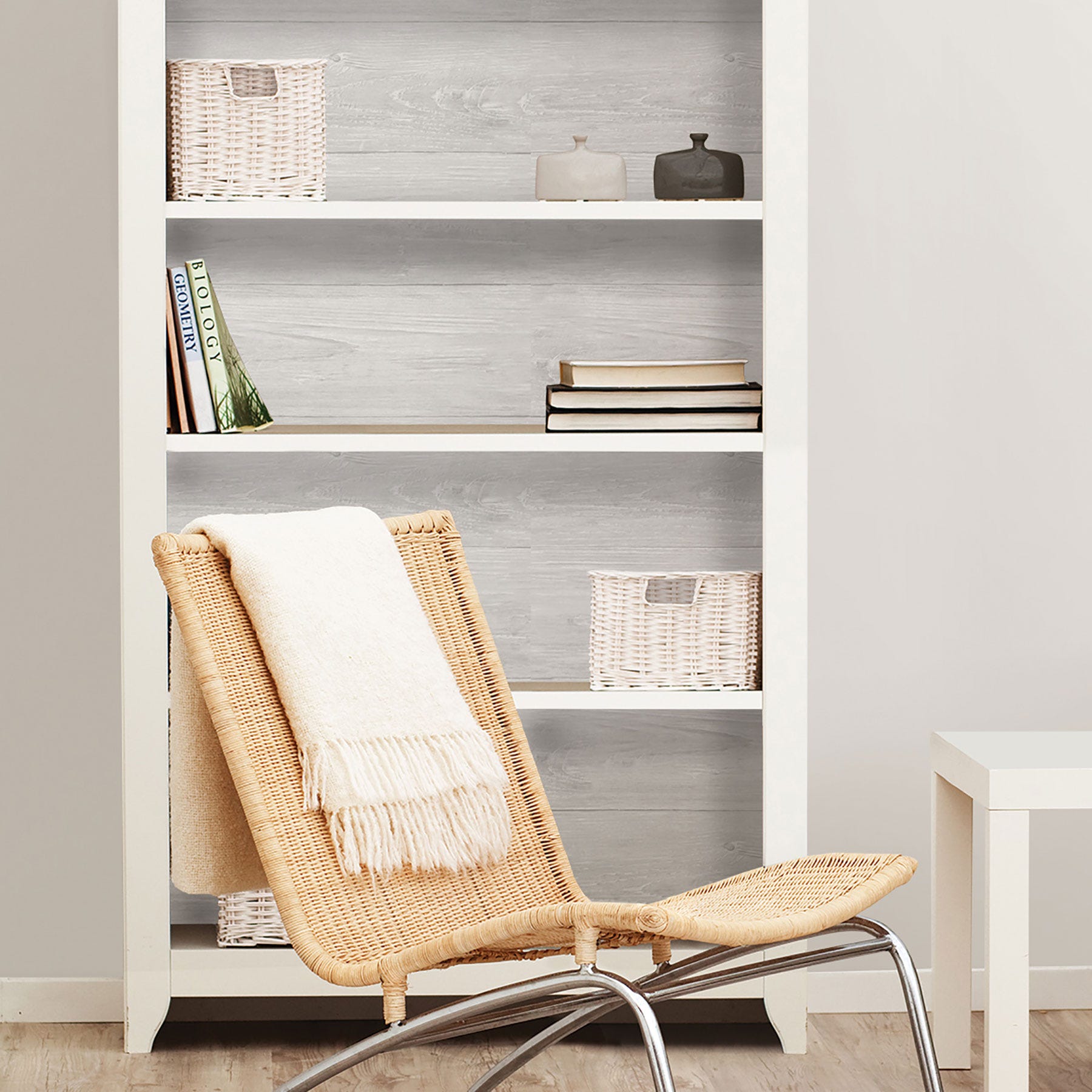 Peel & Stick Wallpaper, Wooden Plank, Grey