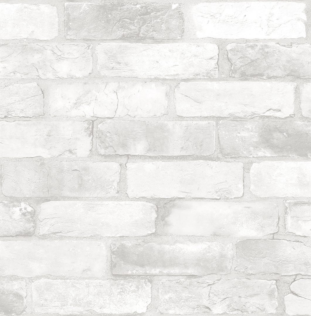 Reclaimed Bricks Wallpaper, Off-White/Grey