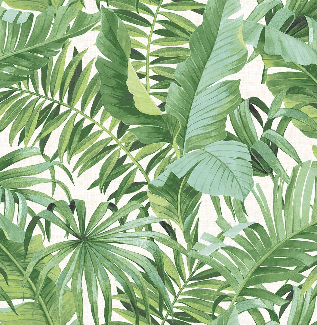 Wallpaper, Unpasted, Green Palm Leaf