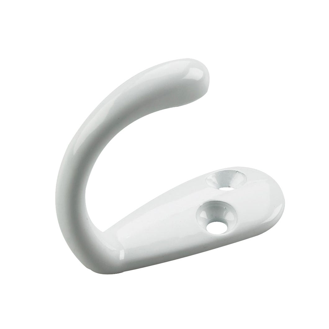 1 1/2-in. Single Wardrobe Hook, White, 2 Pack