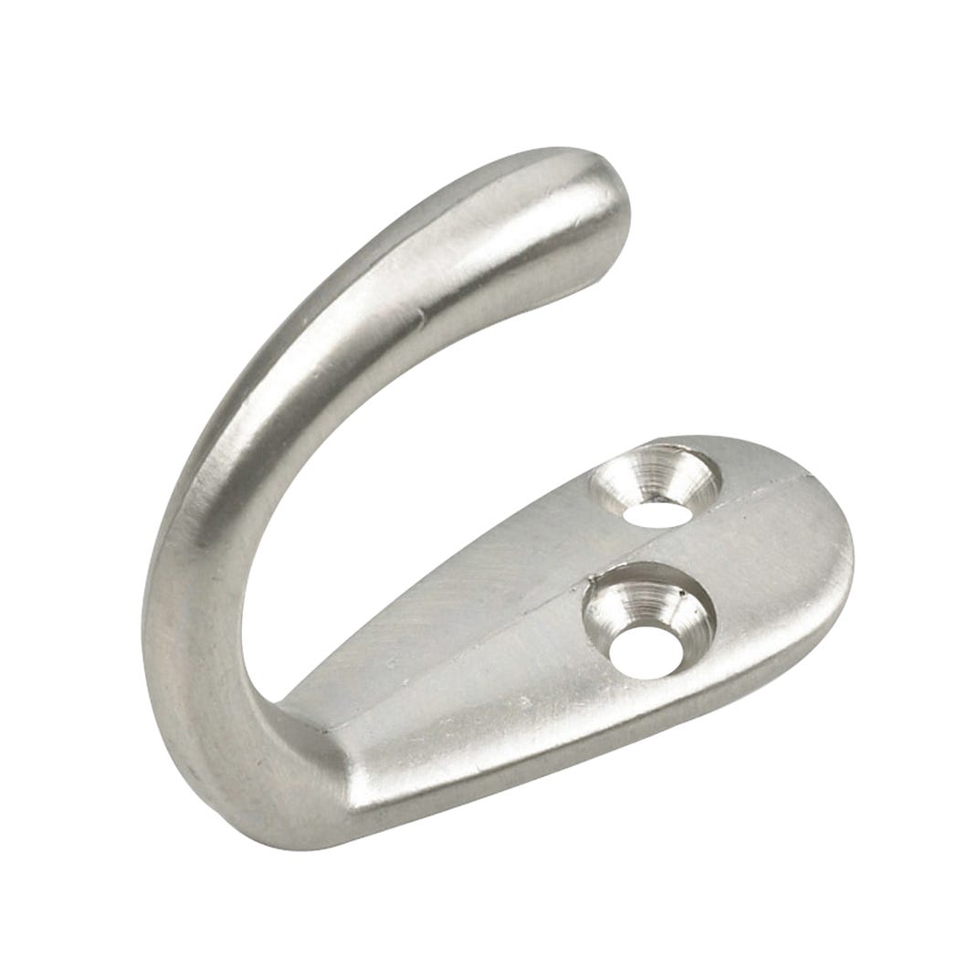 1 1/2-in. Single Wardrobe Hook, Brushed Nickel, 2 Pack