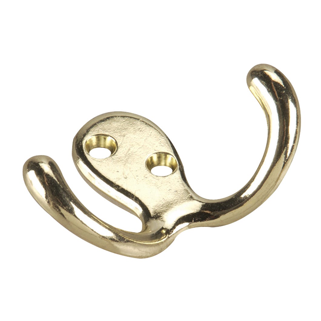3-in. Double Wardrobe Hook, Brass