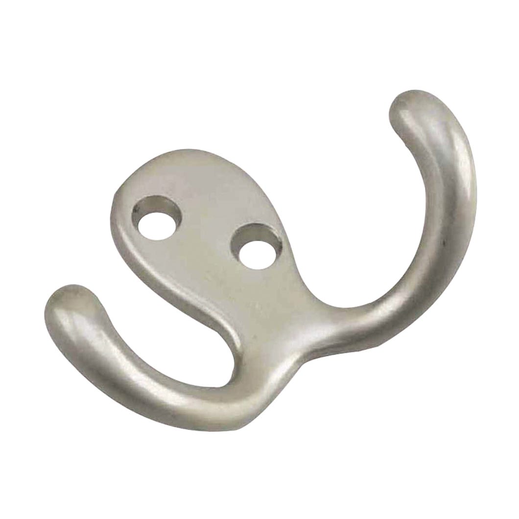 3-in. Double Wardrobe Hook, Brushed Nickel