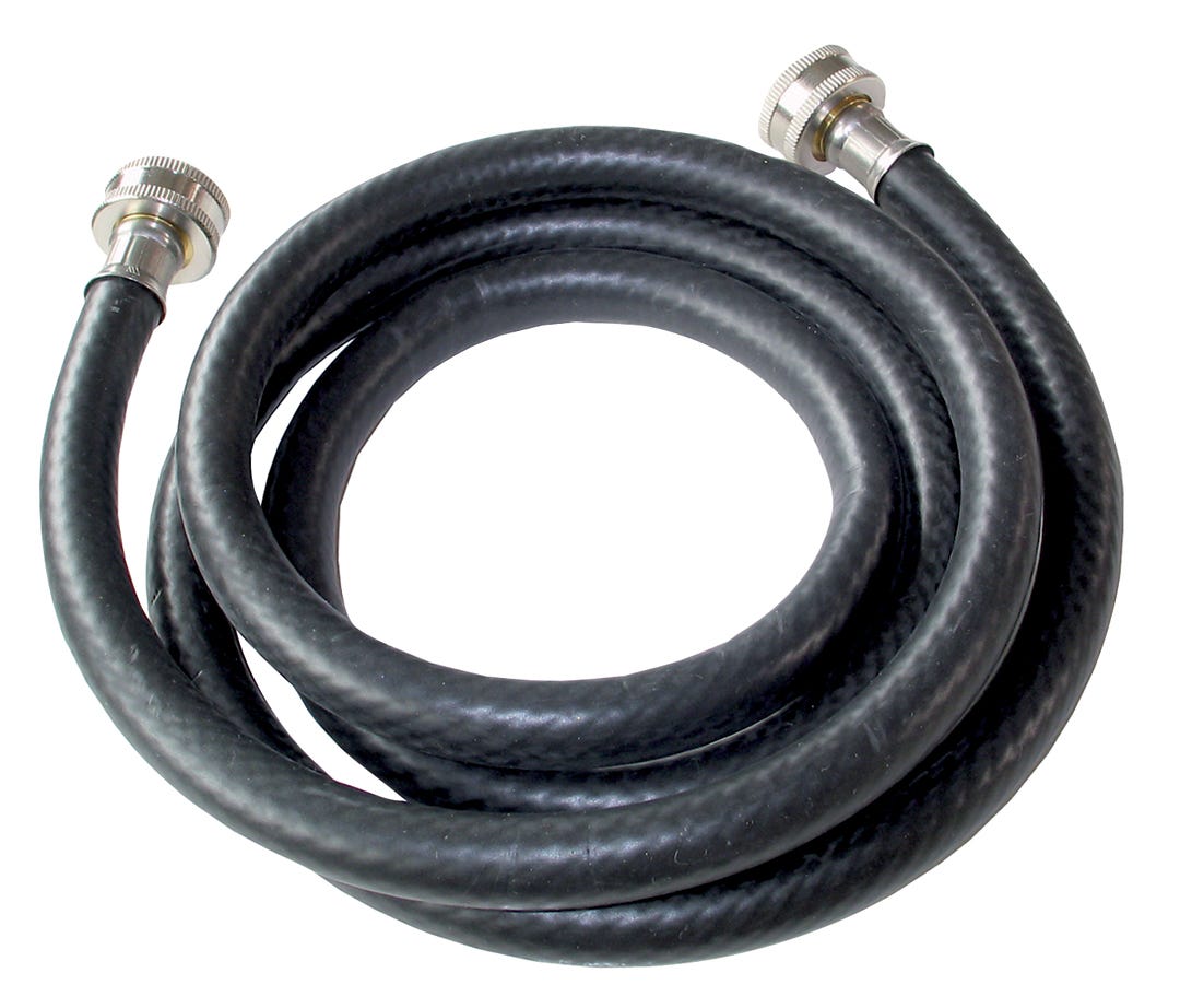 Washing Machine-in.let Hose, Straight Rubber, F x F, 5 ft.