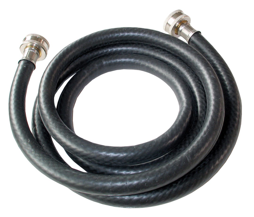 Washing Machine-in.let Hose, Straight Rubber, F x F, 6 ft.