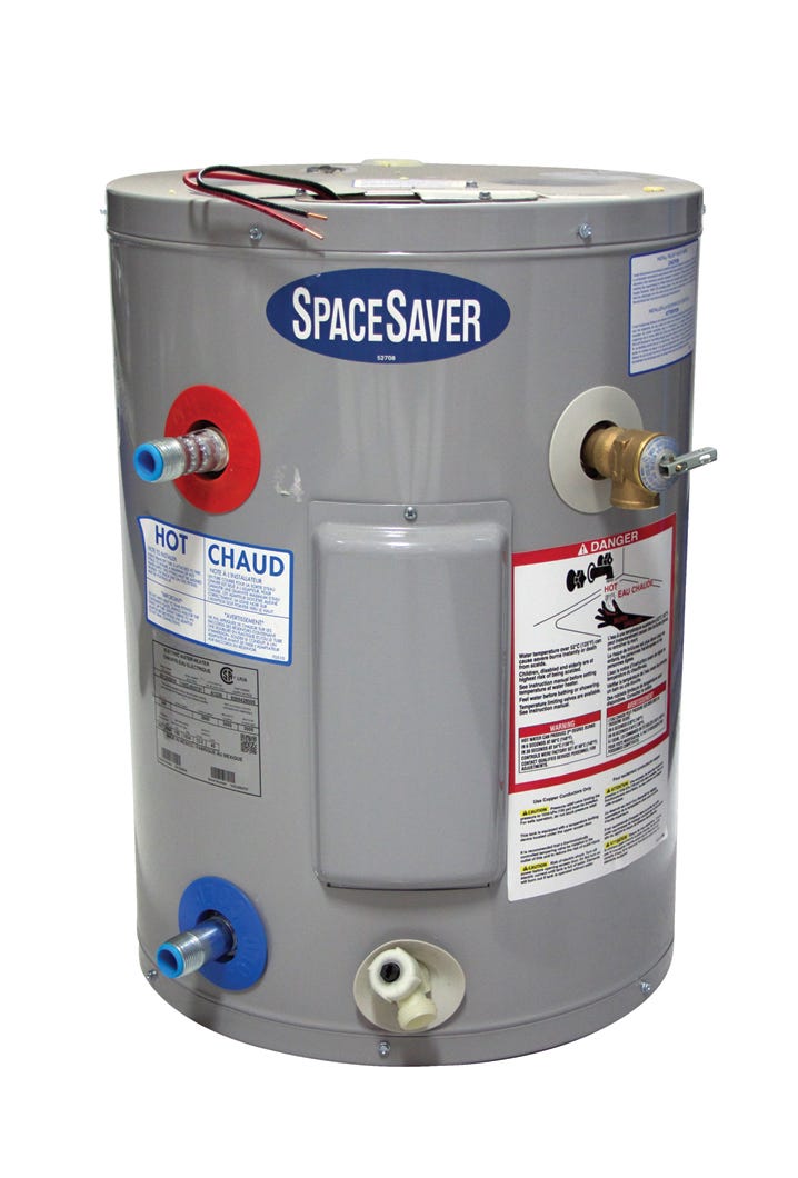 Electric Compact Water Heater, 6-Year, Bottom Entry, 240V, 9 Gal