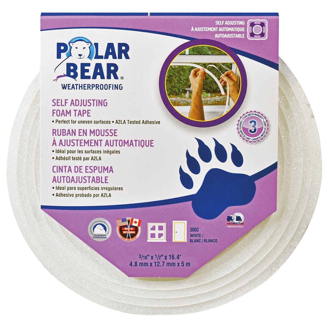 White 16.4Ft Self Adjusting Foam Tape (1/2-in. Wide)