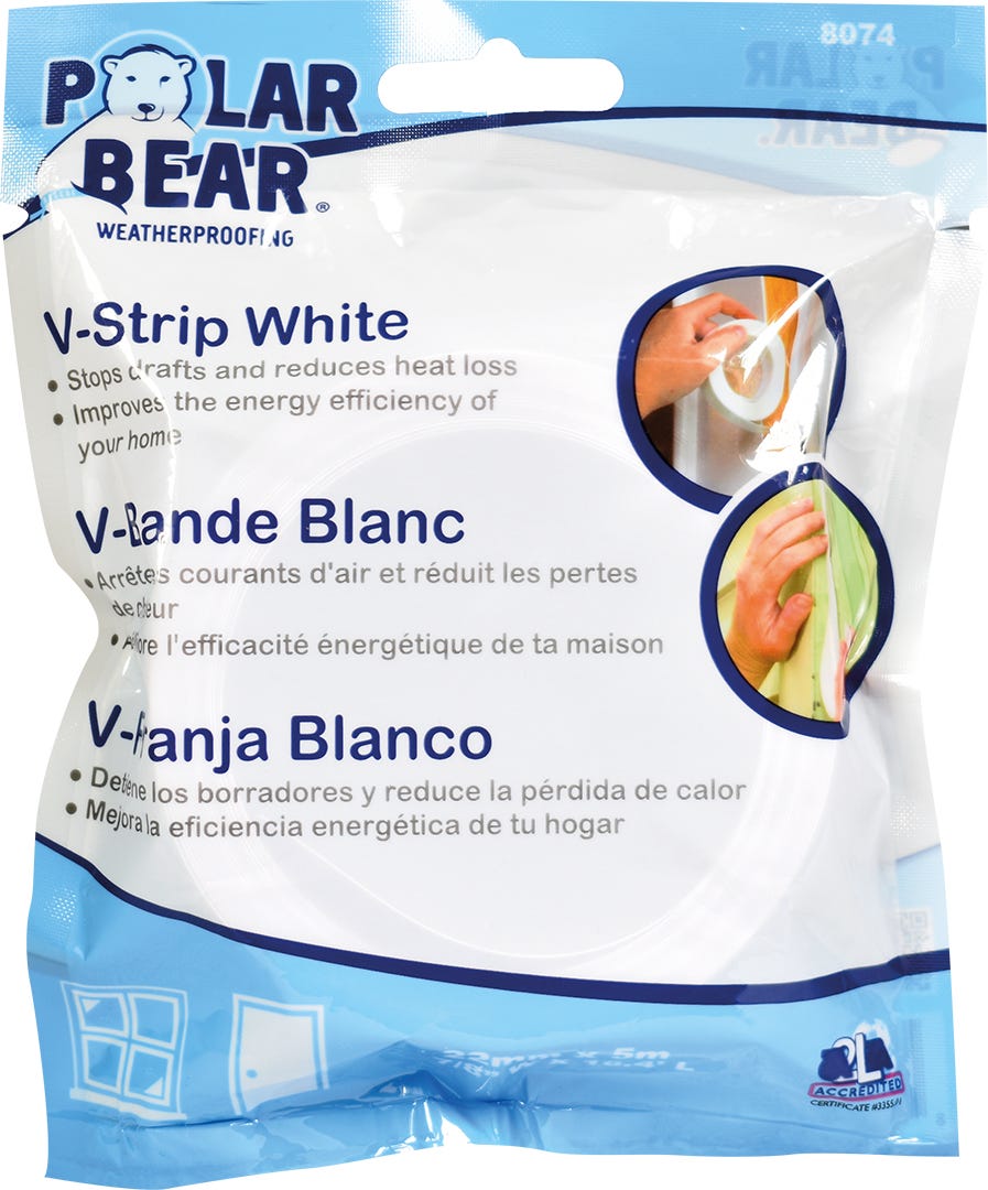 White Adhesive ”V” Weatherstrip