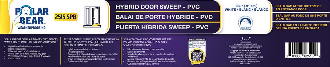 White Self-Adhesive Vinyl Door Sweep Hybrid