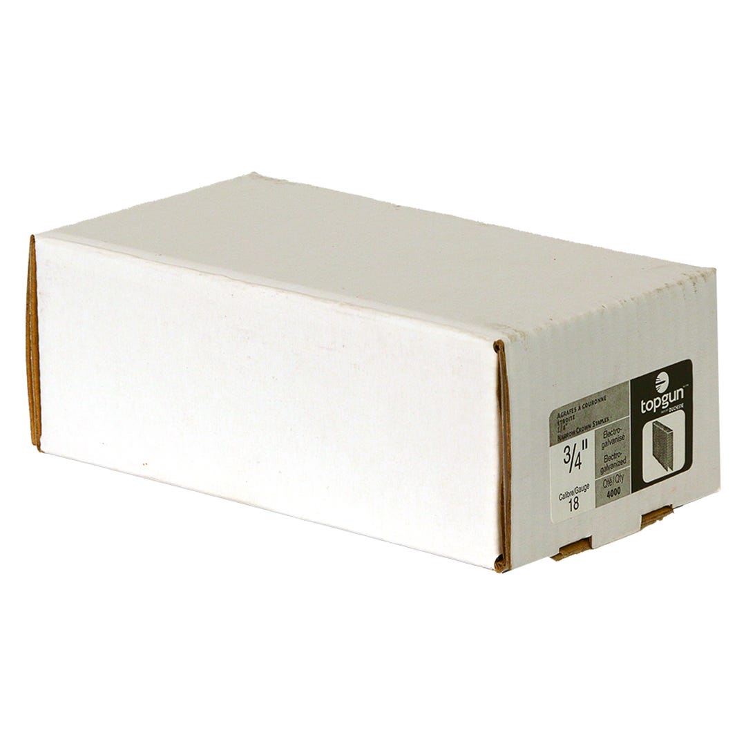 Wide Crown Staples 18 Ga, 1/4 in. x 3/4 in., 4000/box