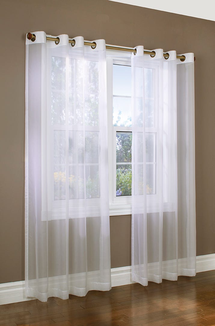 Sheer Grommet Curtain Panel, White, 112-in. X 96-in.