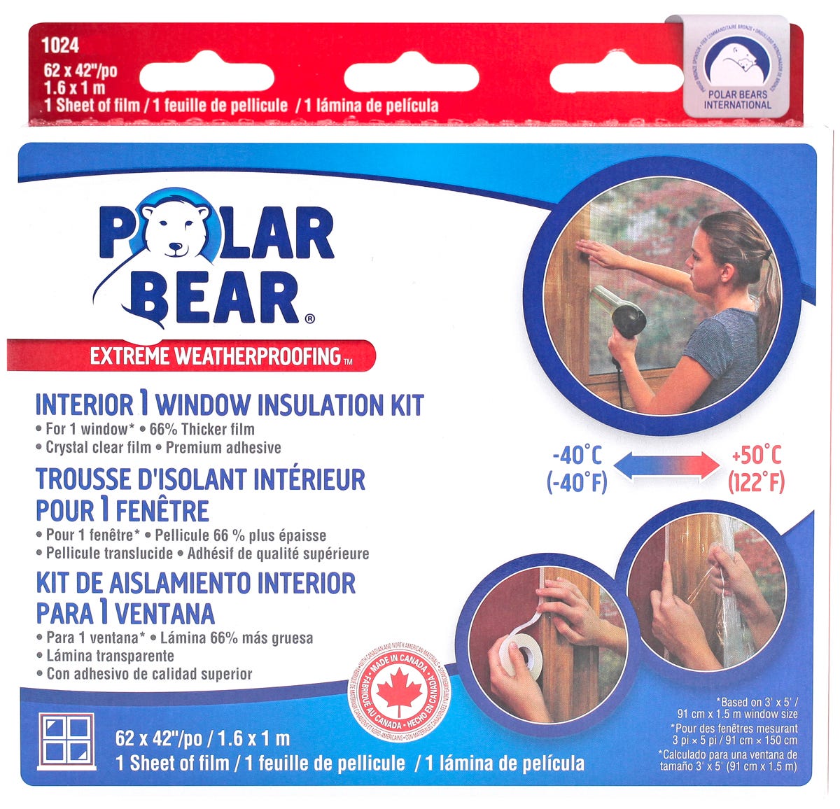 Window Insulation Kit, Bio-Tuff, 42-in. X 62-in., Clear