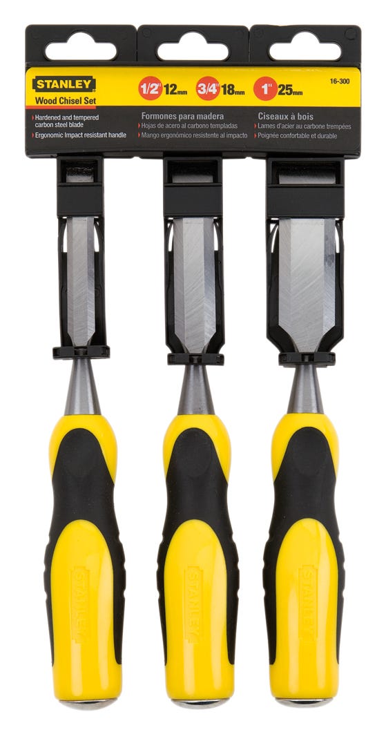 Wood Chisel Set Carbon-Steel Blade 9-in., 1/2-in., 3/4-in., 1-in.