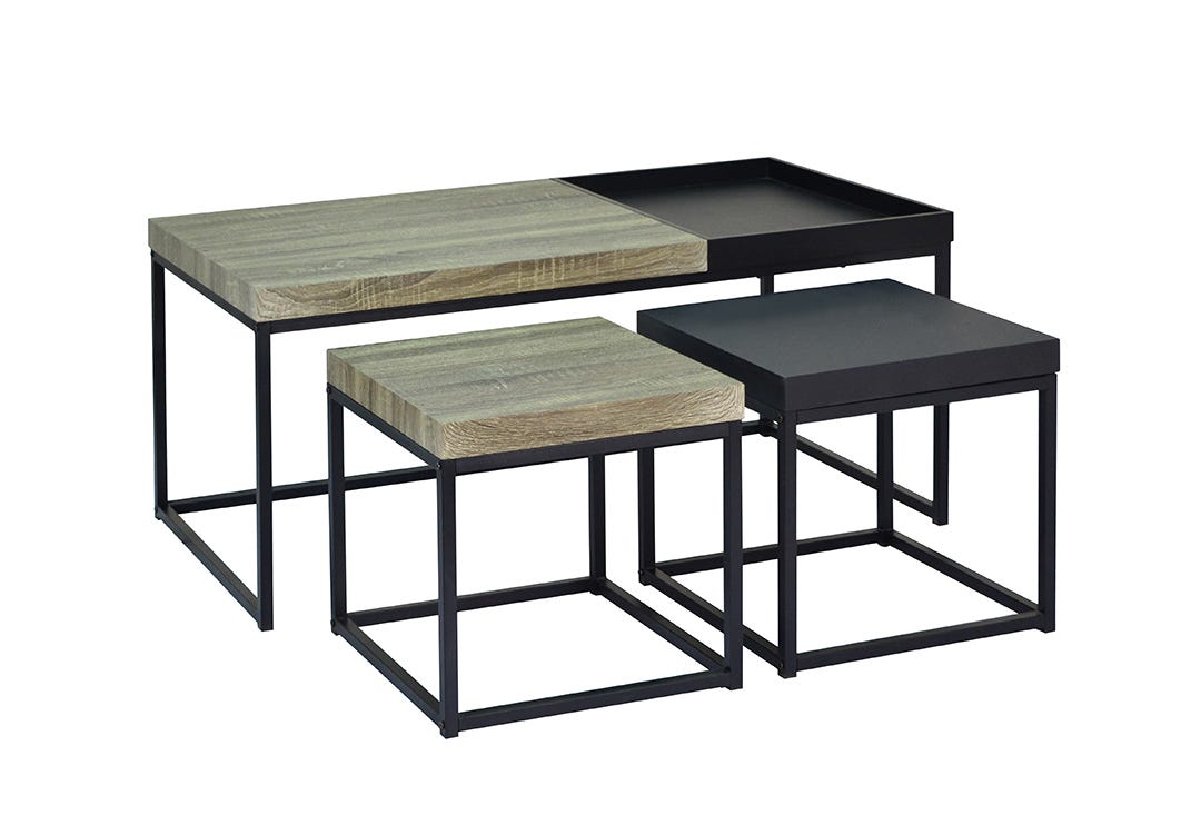 3-Piece Coffee Table Set, Grey
