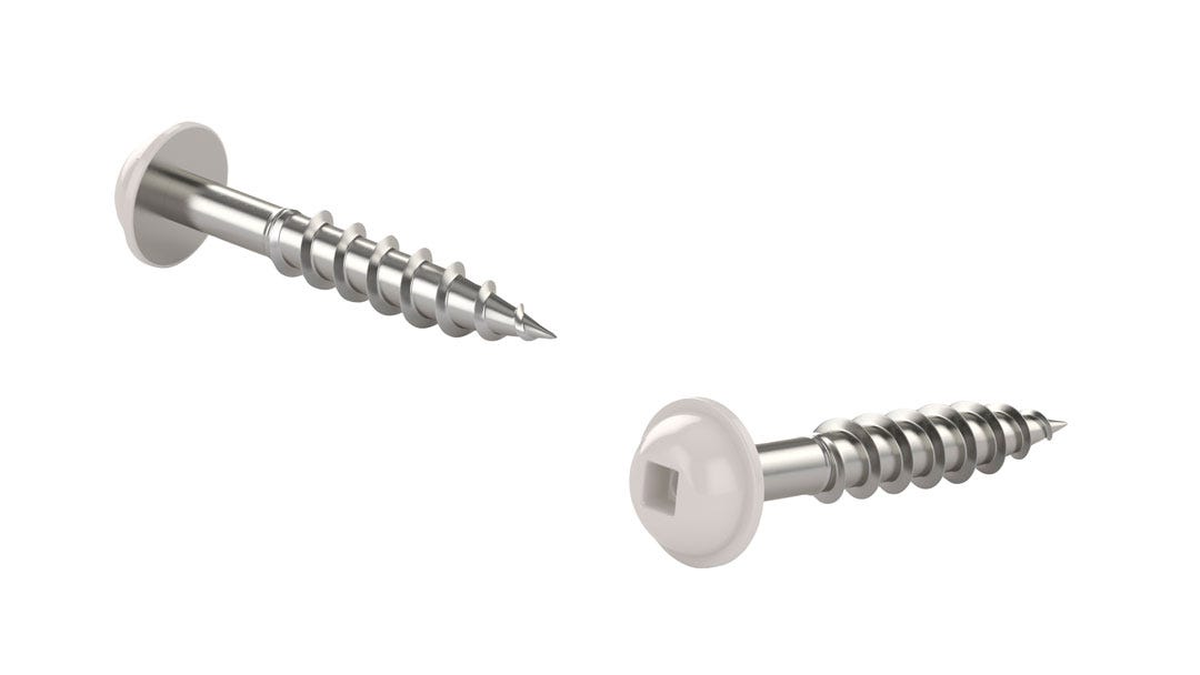Wood Screw #8 White Pan Washer, Square Drive, 1 1/8-in., 10/Pack