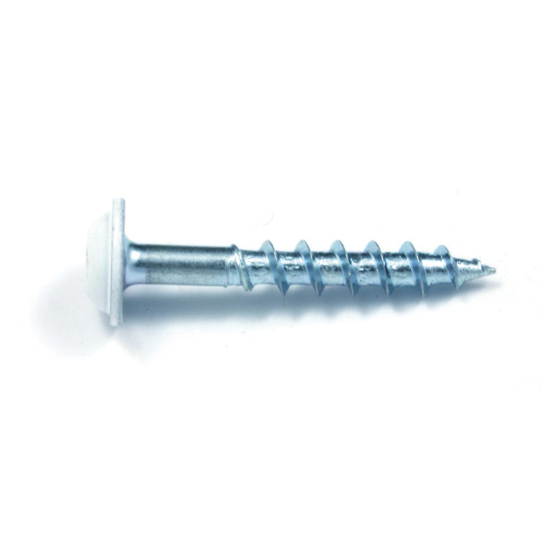 Wood Screw #8 White Pan Washer, Square Drive