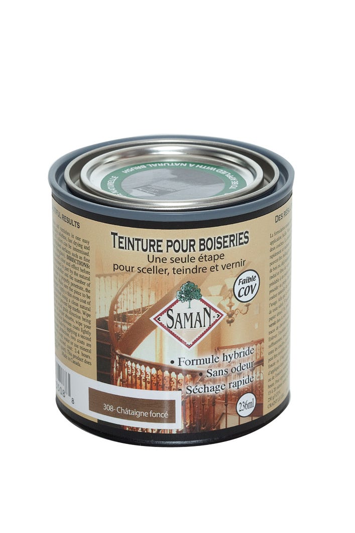 Wood Stain for Fine Wood, Alkyde, Dark Chestnut, 236 ml