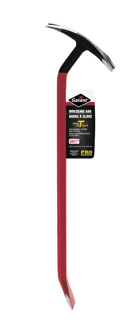 Wrecking Bar T-Shape, Ultra-Sturdy Forged/Tempered Steel, 24-in.